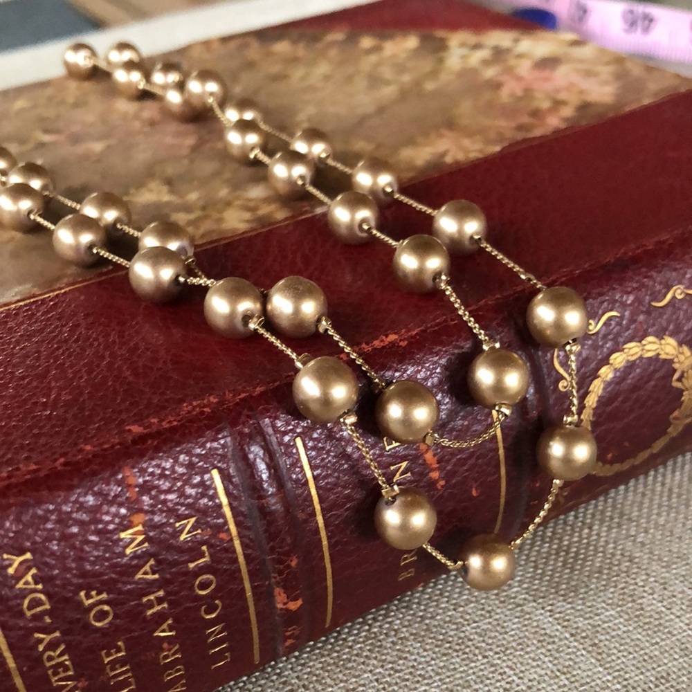 Vintage Monet double strand gold bead necklace - Picture 7 of 7